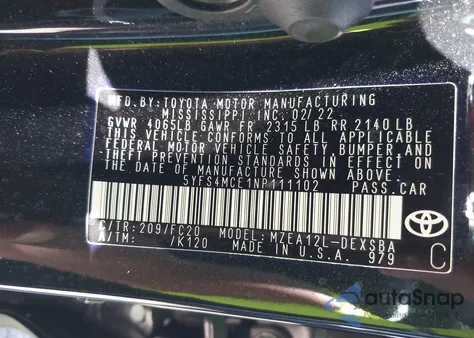 2022 Toyota Corolla Se z USA, uszkodzony, nr VIN 5YFS4MCE1NP111102